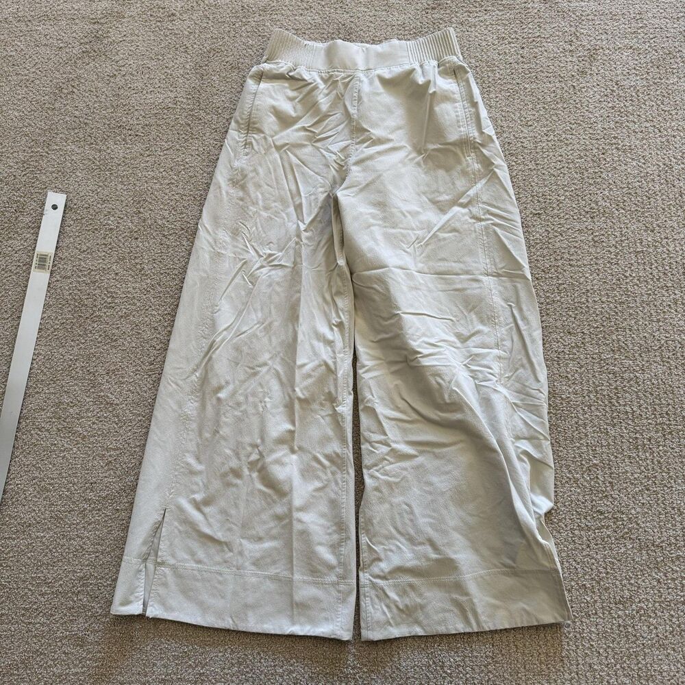 Lululemon Pants Womens S Beige Wide Leg Woven Elastic Waist Travel Track Yoga
